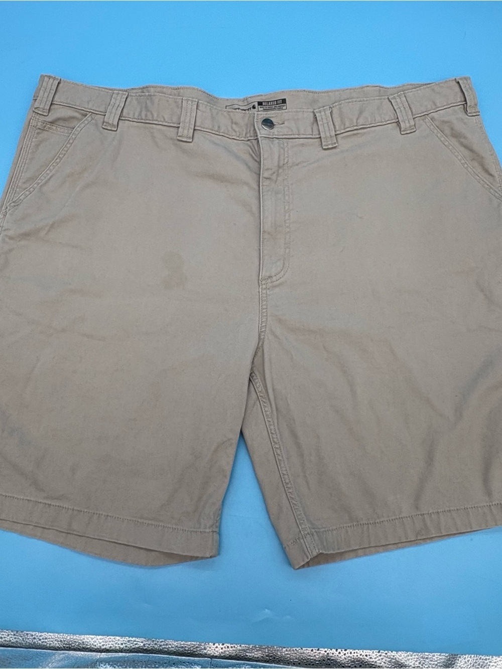 Carhartt Rugged Flex Relaxed Fit Canvas Work Shorts Mens 50 Beige 10" Inseam